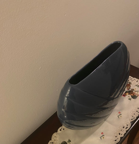 1980 Blue Art Deco Ceramic Vase