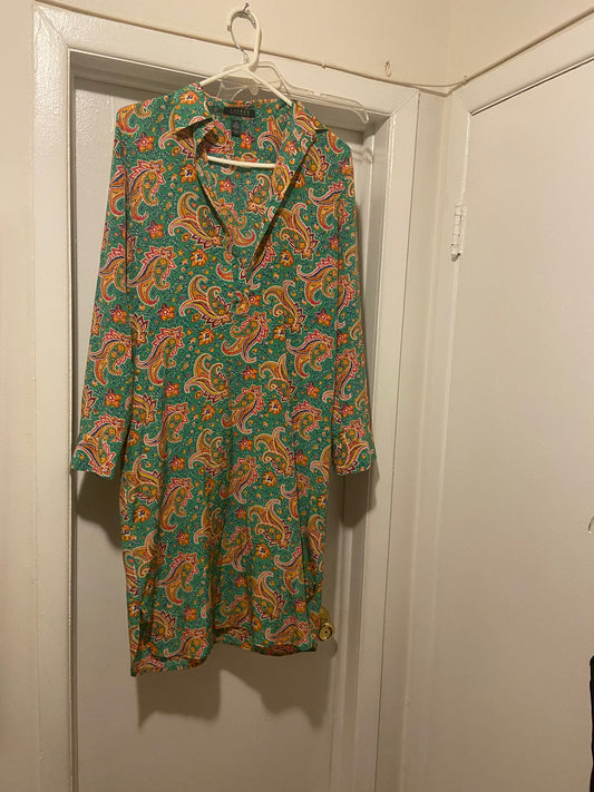 Ralph Lauren Green Paisley Long Dress